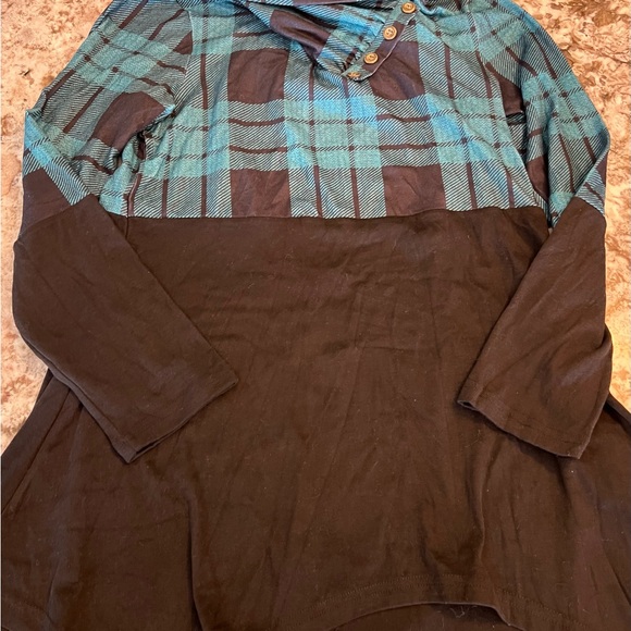 NEW Medium Cestyle Women's Long Sleeve Cowl Neck Asymmetrical Tunic Top Black Bl - Picture 10 of 12